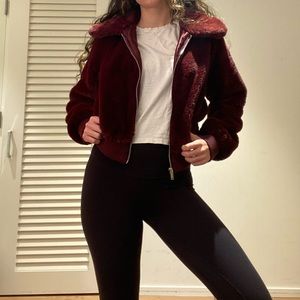 Band of Gypsies faux fur burgundy bomber jacket